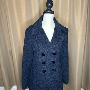 Nine West Navy Double-Breasted Pea Coat